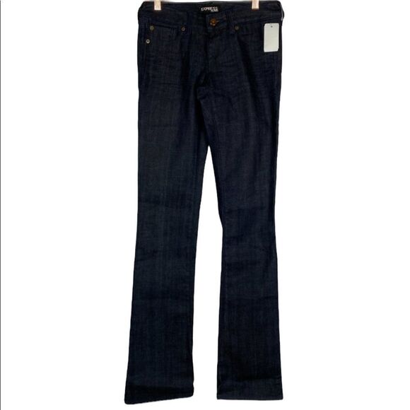 Express Dark Blue / Black Wash  Flare Leg Jeans NWT Sz 29 - Picture 1 of 7
